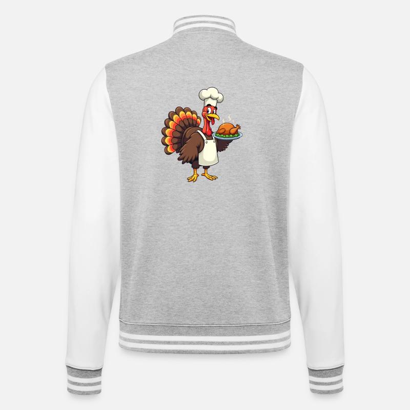 Cuisinier de dinde de Thanksgiving Thanksgiving - Veste Teddy - gris chiné / blanc