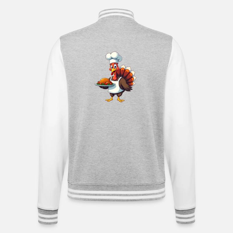 Cuisinier de dinde de Thanksgiving Thanksgiving - Veste Teddy - gris chiné / blanc