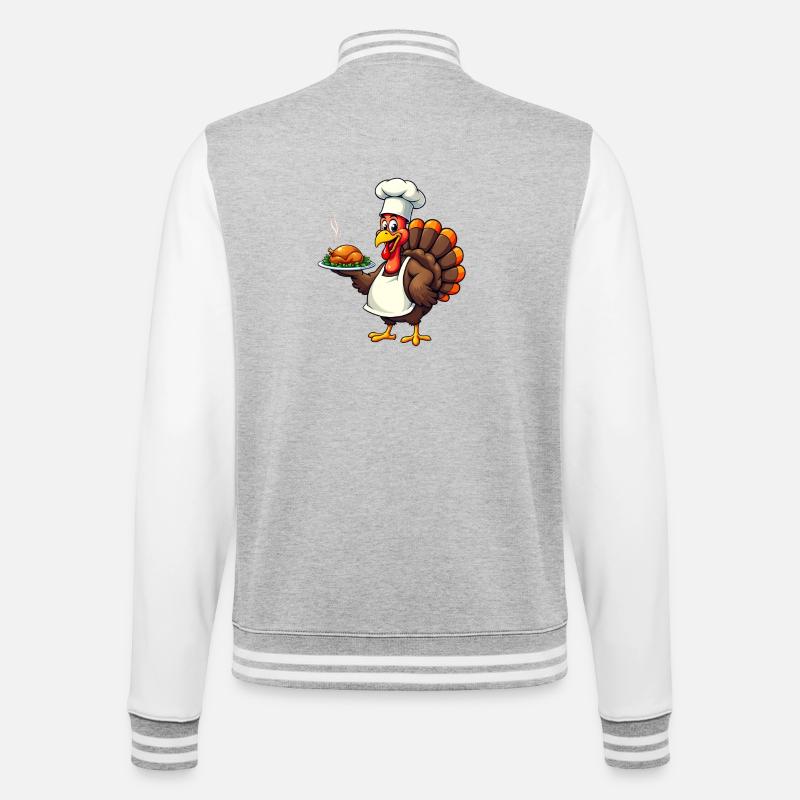 Cuisinier de dinde de Thanksgiving Thanksgiving - Veste Teddy - gris chiné / blanc