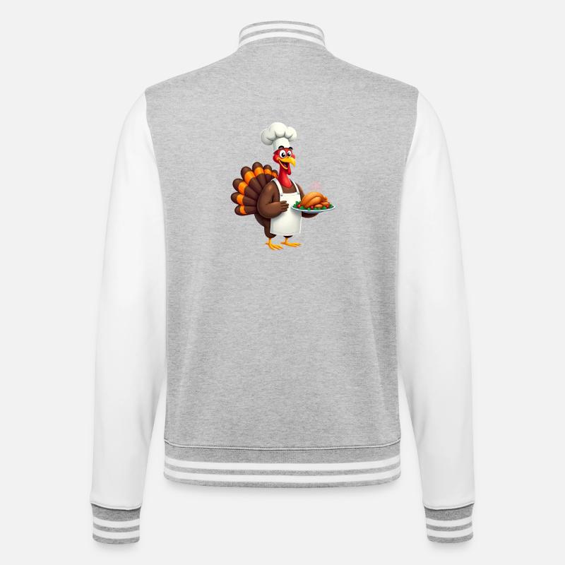 Cuisinier de dinde de Thanksgiving Thanksgiving - Veste Teddy - gris chiné / blanc