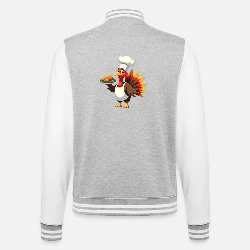 Cuisinier de dinde de Thanksgiving Thanksgiving - Veste Teddy - gris chiné / blanc