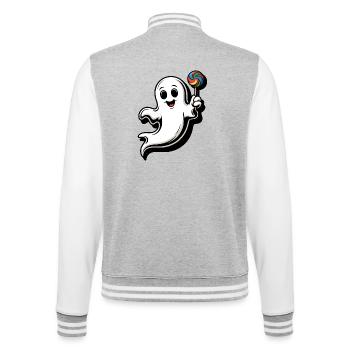 Cheerful spirit with lollipop - College Sweat Jacket - heather grey/white - Back - Marisol (170cm)