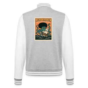 Afro Kraken on the high seas with sailing ship - College Sweat Jacket - heather grey/white - Back - Marisol (170cm)