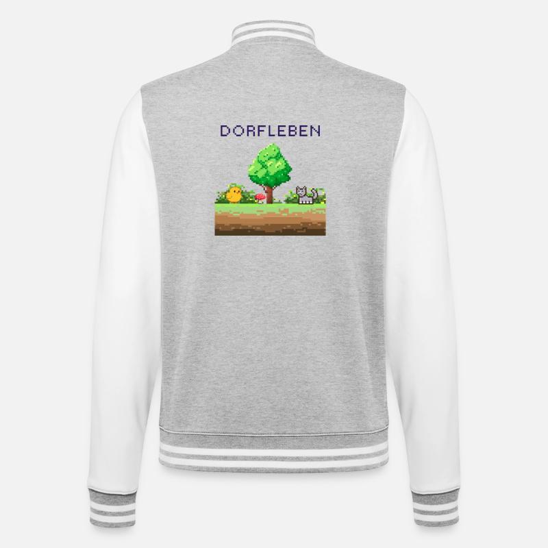 Dorflleben Pixelwelt - College-Sweatjacke - Grau meliert/Weiß