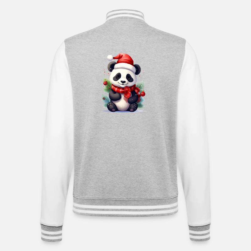 Mignon panda de Noël avec écharpe - Veste Teddy - gris chiné / blanc
