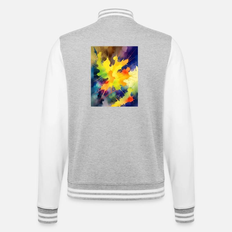 Explosion de couleur Éclaboussure abstraite - Veste Teddy - gris chiné / blanc