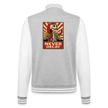 Never Decay Skelet Punk - College Sweat Jacket - heather grey/white - Back - Marisol (170cm)