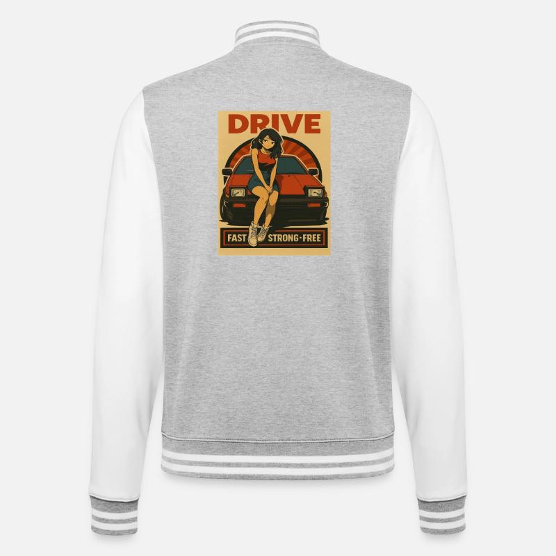 Retro Auto Japan Mädchen - College-Sweatjacke - Grau meliert/Weiß
