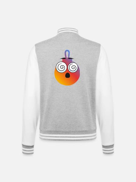 Bunter Weihnachtsball mit Spiralaugen - College-Sweatjacke - Grau meliert/Weiß