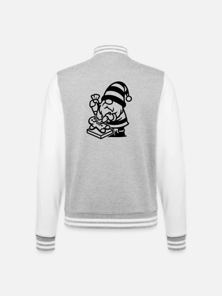 Gingerbread Baking Gnome - College Sweat Jacket - heather grey/white