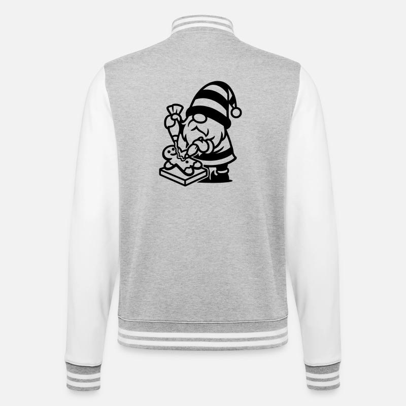 Gingerbread Baking Gnome - College Sweat Jacket - heather grey/white