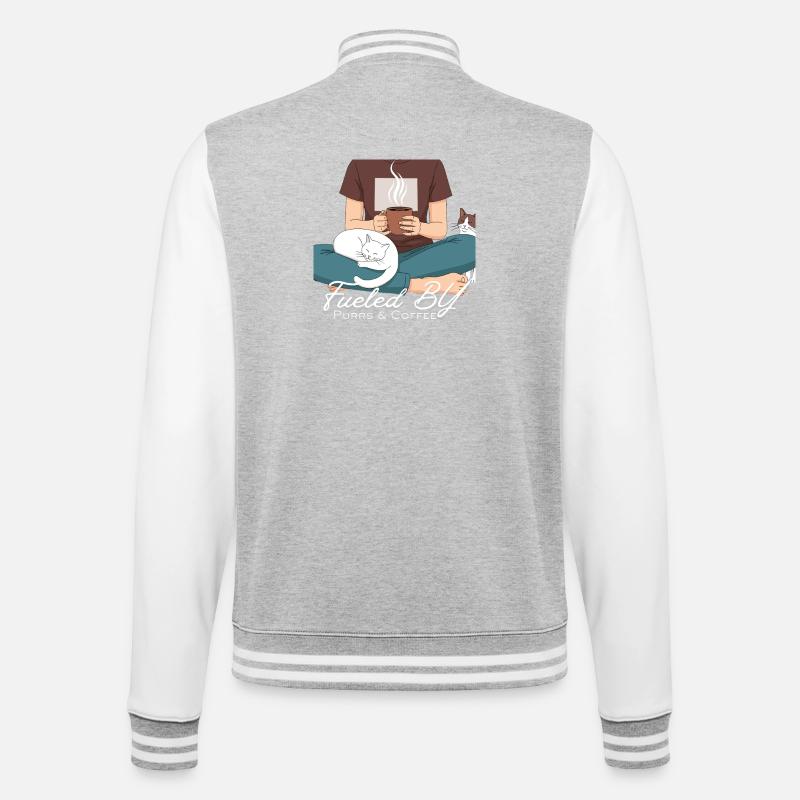 Chaleur Café et Ronrons - Veste Teddy - gris chiné / blanc