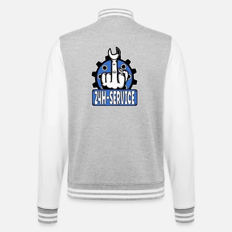 Mittelfinger Stinkerfinger 24h Service Design Blau - College-Sweatjacke - Grau meliert/Weiß