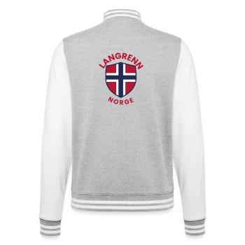 Emblème norvégien du ski de fond - Veste Teddy - gris chiné / blanc - Dos - Marisol (170cm)