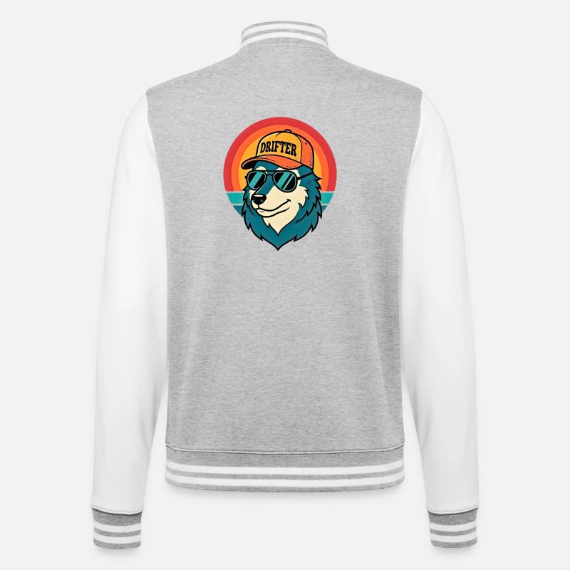 Drifter Wolf Sonnenuntergangs-Tee - College-Sweatjacke - Grau meliert/Weiß