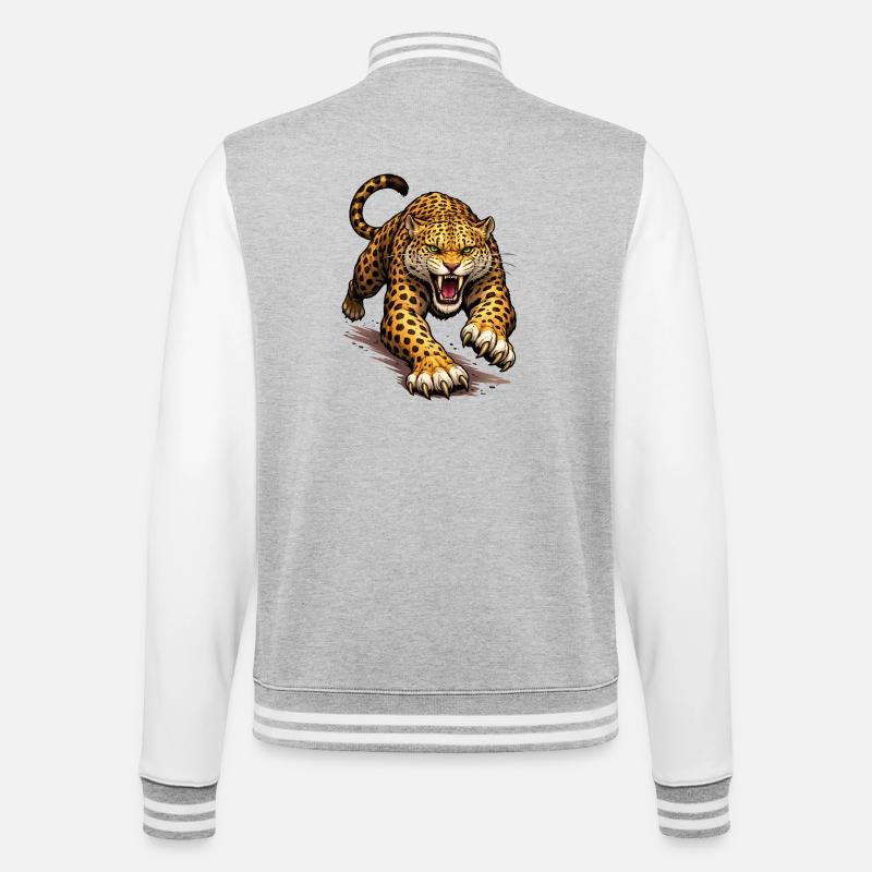 Leopard Animal Comic - College-Sweatjacke - Grau meliert/Weiß