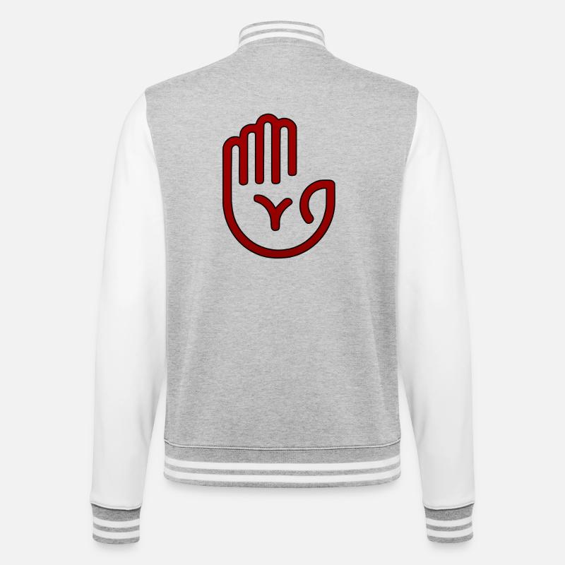 Empreinte de main Red Minimal - Veste Teddy - gris chiné / blanc