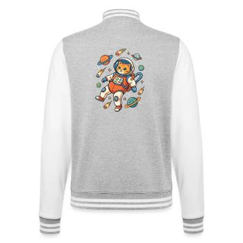 Chat Cosmique en Orbite - Veste Teddy - gris chiné / blanc - Dos - Marisol (170cm)