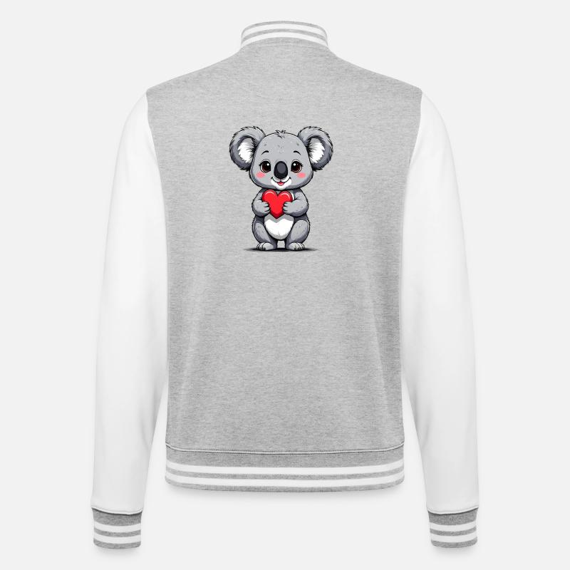 Koala mit Herz - College-Sweatjacke - Grau meliert/Weiß