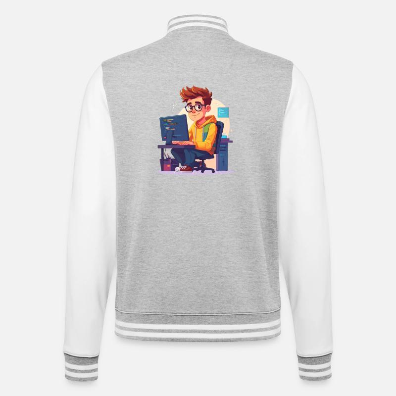 Programmer or nerd - College Sweat Jacket - heather grey/white