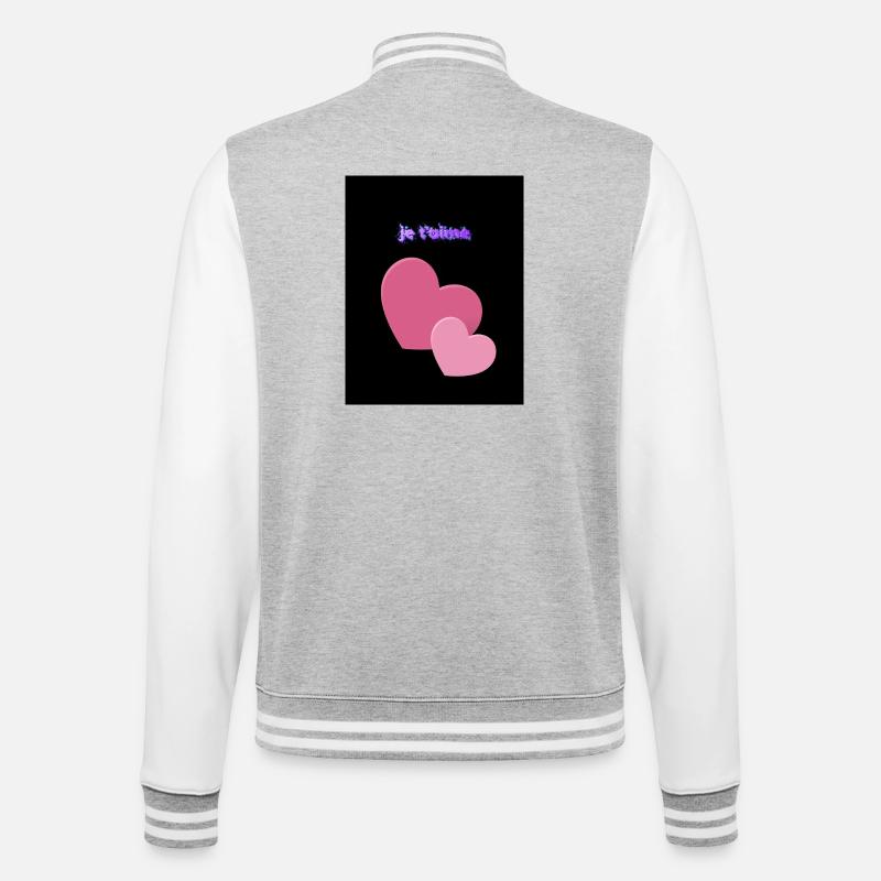 Ich liebe dich - College-Sweatjacke - Grau meliert/Weiß