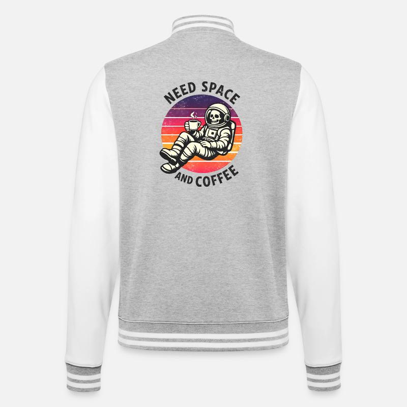 Need Space And Coffee Skeleton Astronaut - College Sweat Jacket - heather grey/white