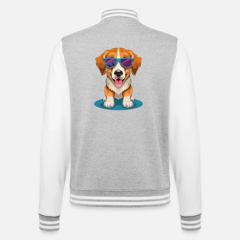 Beagle avec des lunettes de soleil - Veste Teddy - gris chiné / blanc