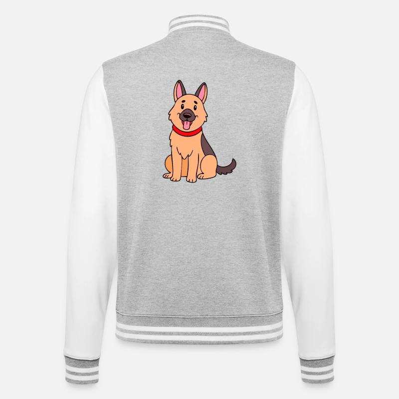 Niedlicher Schäferhund (Comic) - College-Sweatjacke - Grau meliert/Weiß