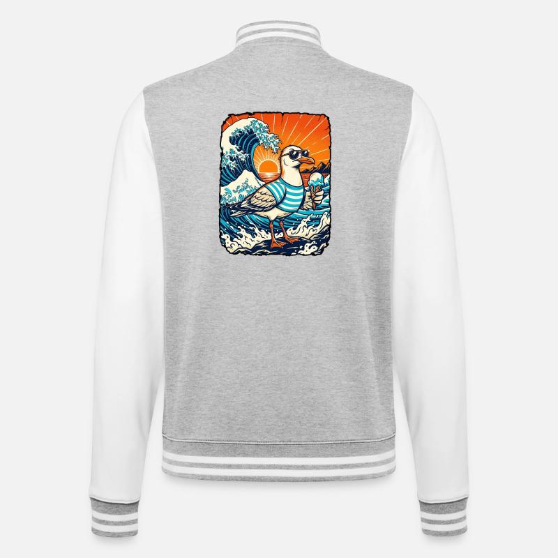 Möwe Eis Kawaii - College-Sweatjacke - Grau meliert/Weiß