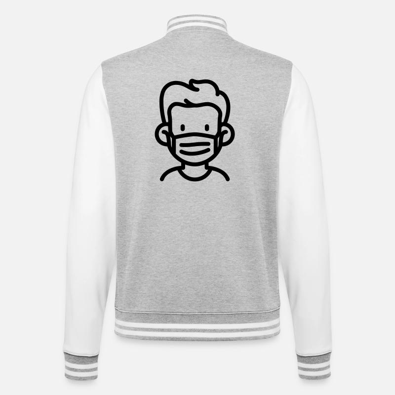 Maske - College-Sweatjacke - Grau meliert/Weiß