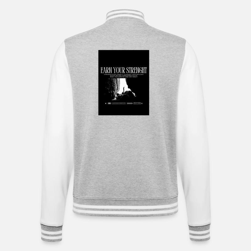 Black_White|Modern|Typographic|StreetwearTshirtpro - Veste Teddy - gris chiné / blanc