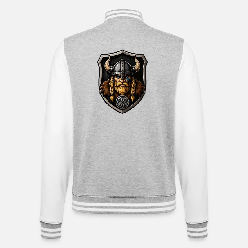 Guerrier viking avec bouclier - Veste Teddy - gris chiné / blanc
