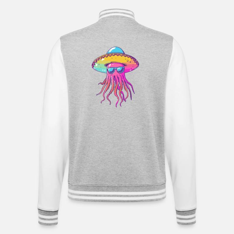 Jellyfish Funny Sombrero - College Sweat Jacket - heather grey/white