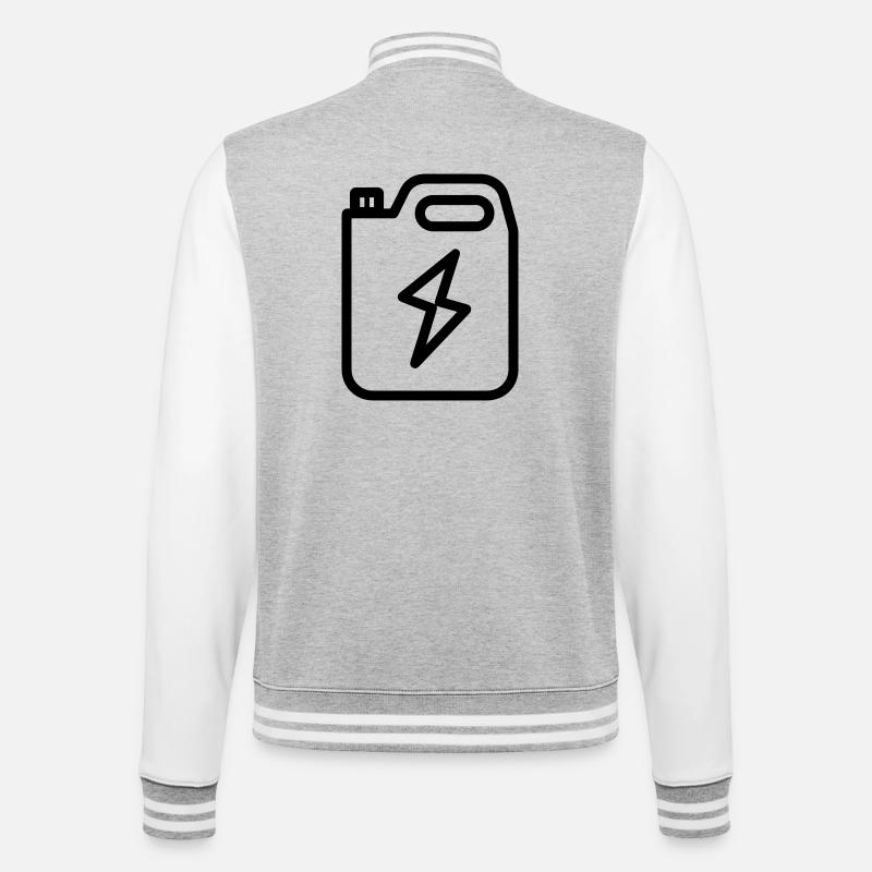 Brennstoff - College-Sweatjacke - Grau meliert/Weiß