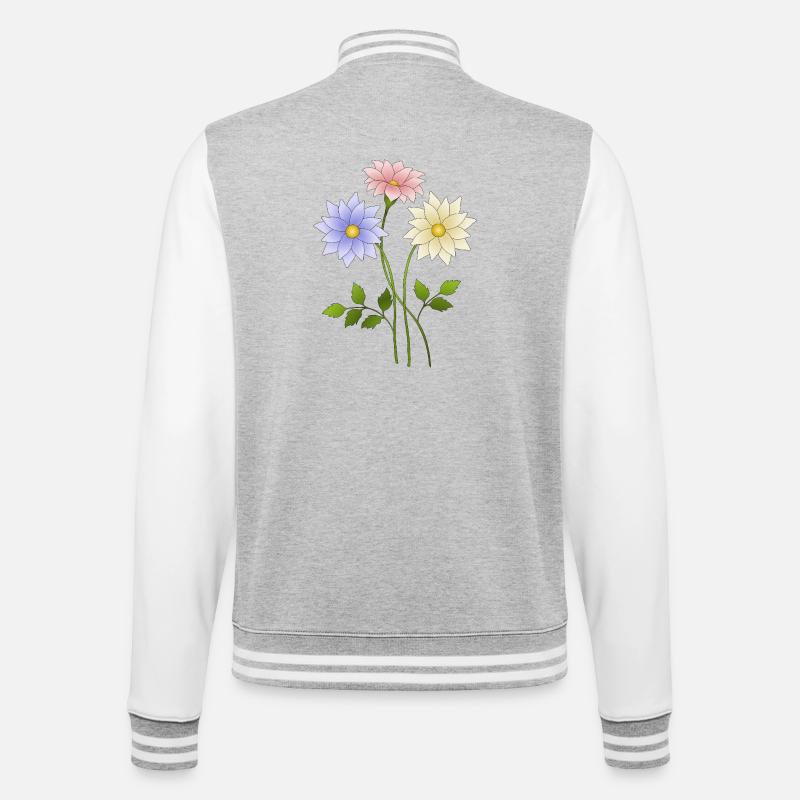 Blumen - College-Sweatjacke - Grau meliert/Weiß