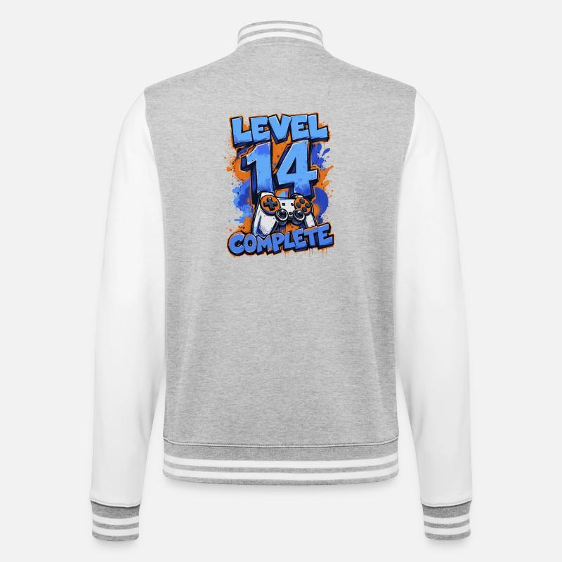 Niveau 14 Terminé – Rétro Gaming - Veste Teddy - gris chiné / blanc