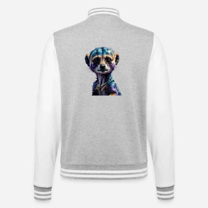 Buntes Erdmännchen Wasserfarben-Illustration - College-Sweatjacke - Grau meliert/Weiß