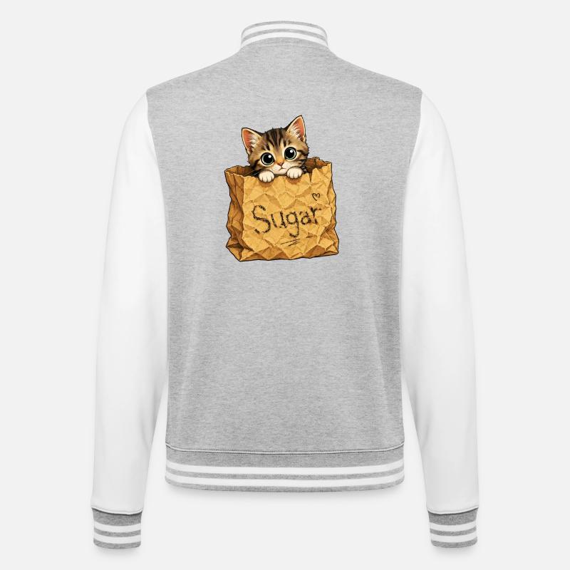 Kitten in a bag - College Sweat Jacket - heather grey/white