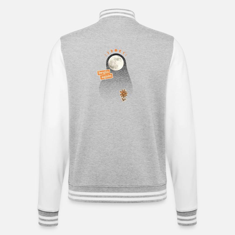 New beginning: begin again - College Sweat Jacket - heather grey/white