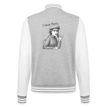 Tee-shirt Paris - Veste Teddy - gris chiné / blanc - Dos - Marisol (170cm)