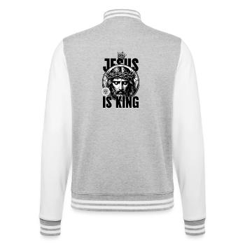 Jésus est Roi Couronne d’Épines - Veste Teddy - gris chiné / blanc - Dos - Marisol (170cm)
