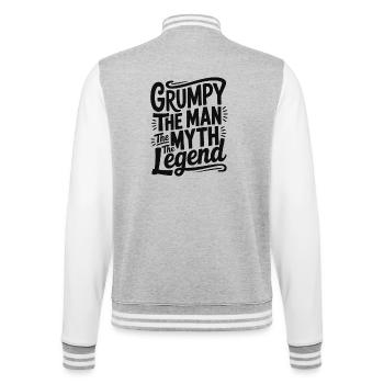 Grumpy der Mann, der Mythos, die Legende - College-Sweatjacke - Grau meliert/Weiß - Hinten - Marisol (170cm)