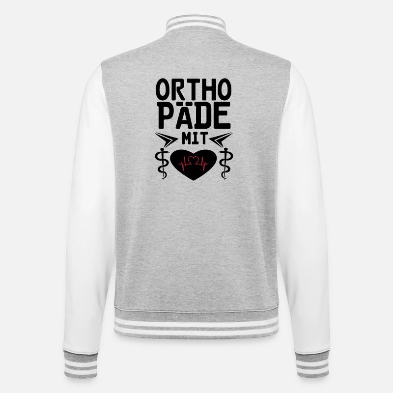 Orthopäde mit Herz Geschenk - College-Sweatjacke - Grau meliert/Weiß