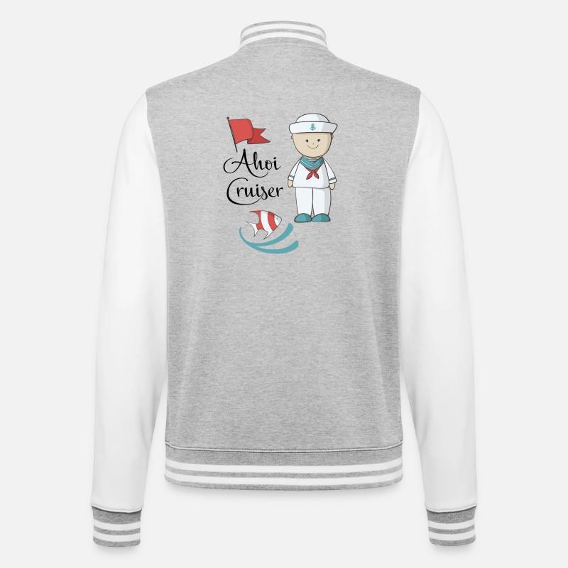 Maritim - College-Sweatjacke - Grau meliert/Weiß
