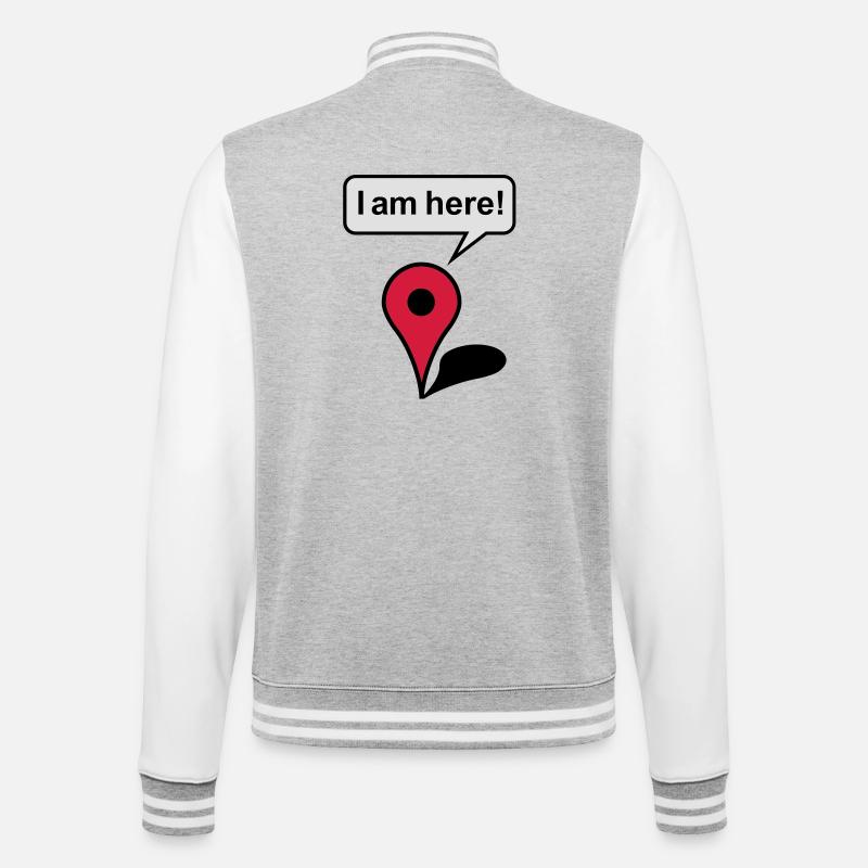 I am here! Google Maps - College-Sweatjacke - Grau meliert/Weiß