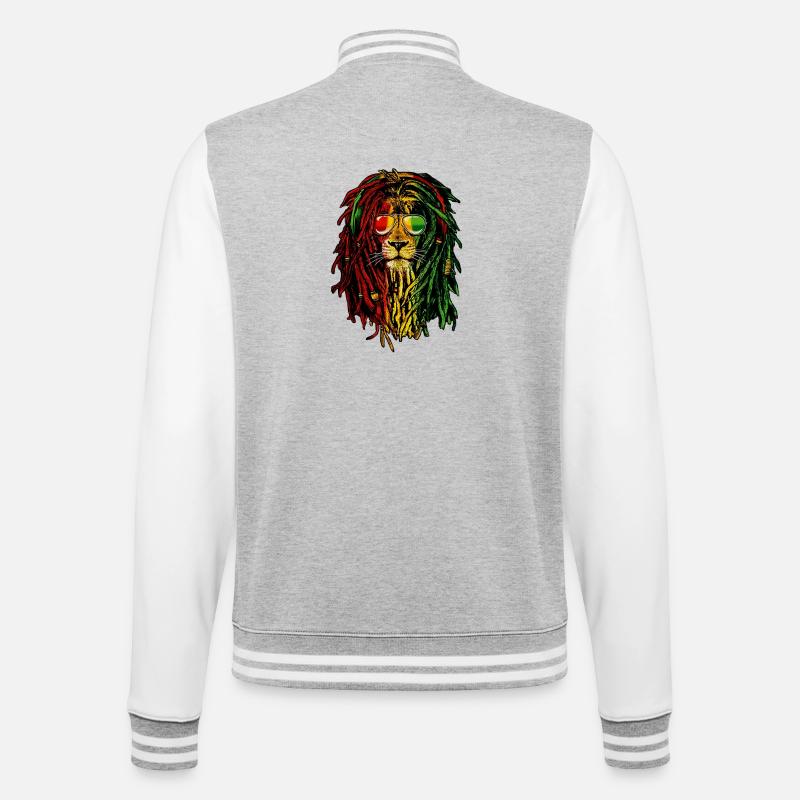 Lion Rasta - College-Sweatjacke - Grau meliert/Weiß
