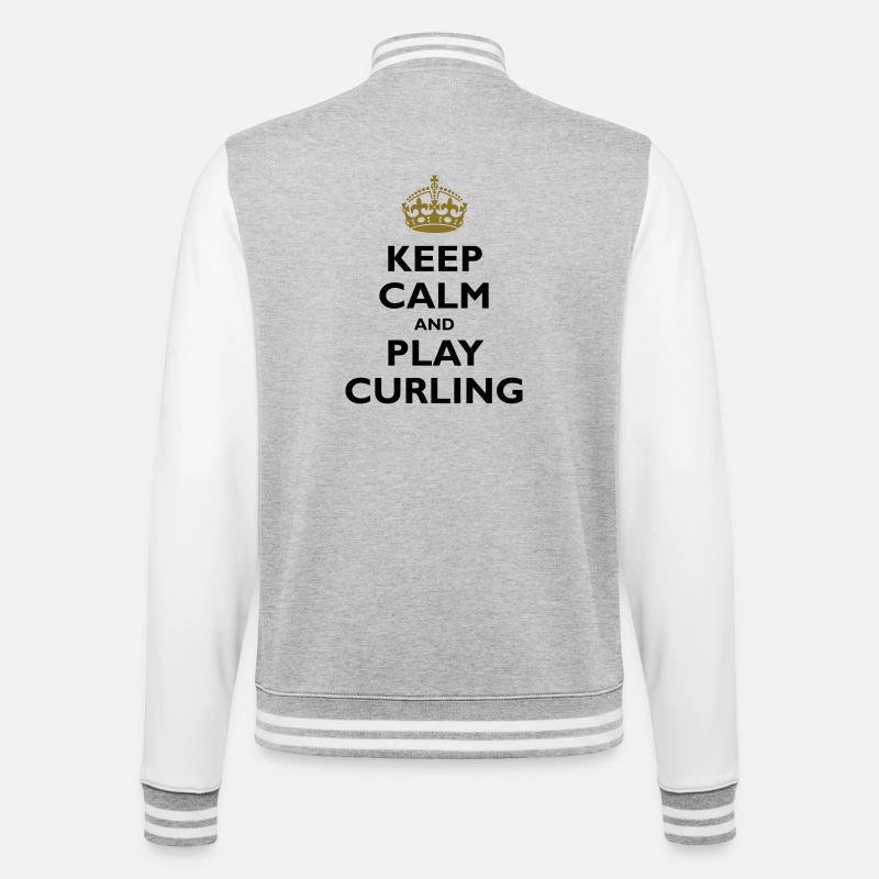 Keep calm and play curling - College-Sweatjacke - Grau meliert/Weiß