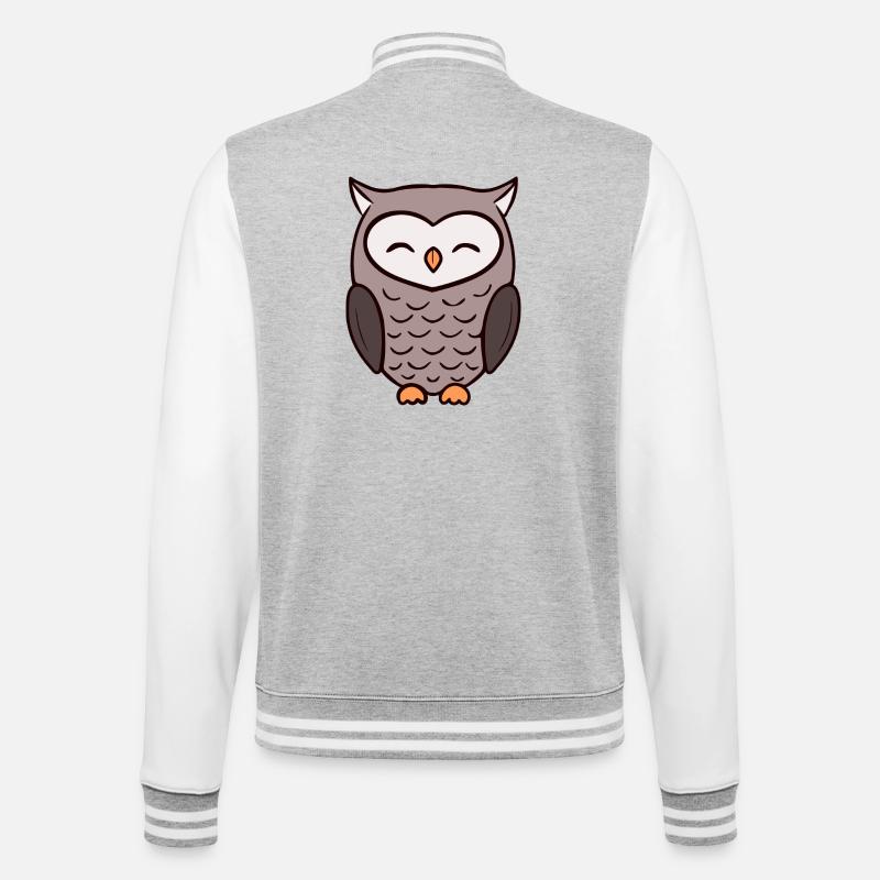 Eule Eulen - College-Sweatjacke - Grau meliert/Weiß