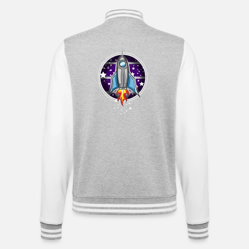 Rakete - College-Sweatjacke - Grau meliert/Weiß