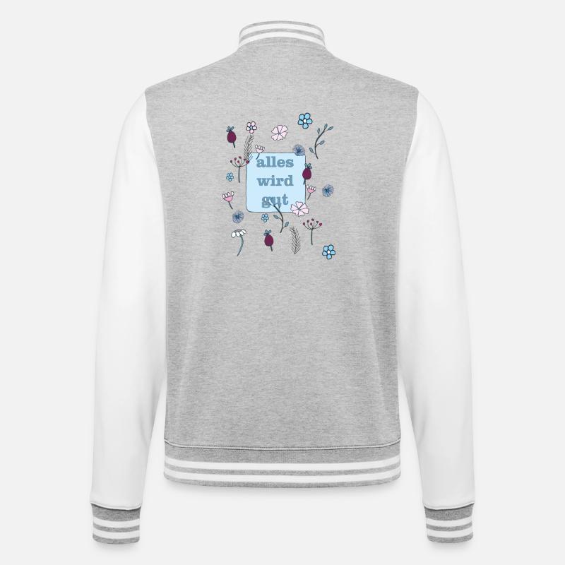 alles wird gut in blau - College-Sweatjacke - Grau meliert/Weiß